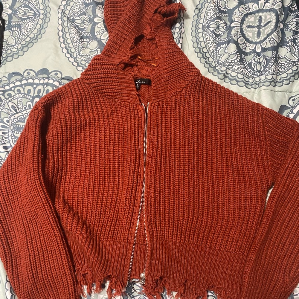 Orange Sweater with Hoodie
